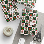Christmas Checkerboard Mistletoe Wrapping Paper | Holiday Gift Wrapping Paper Roll