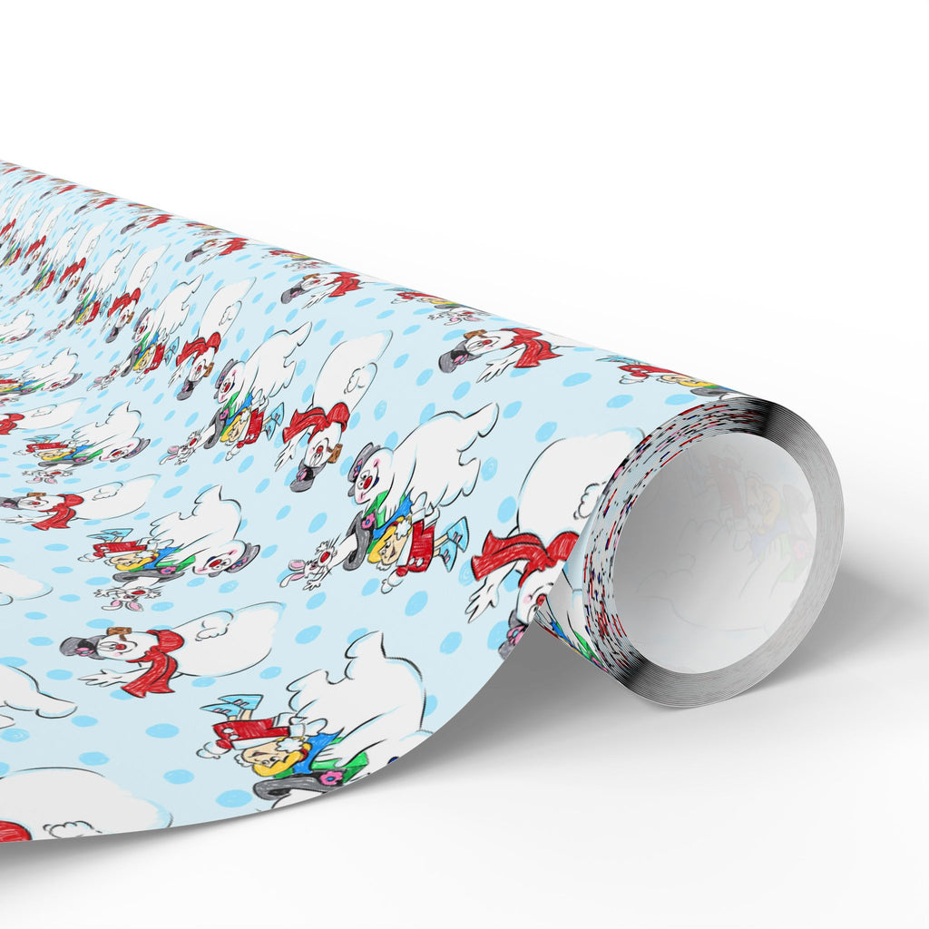 Christmas Frosty Sledding Wrapping Paper | Holiday Gift Wrapping Paper Roll