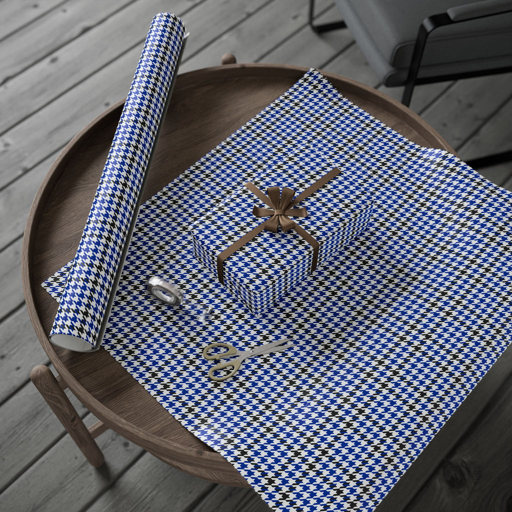 Houndstooth Wrapping Paper Design Royal Blue 009 - Holiday Gift Wrapping Paper Roll