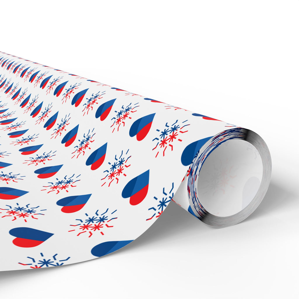 4th of July American Heart Wrapping Paper | Holiday Gift Wrapping Paper Roll