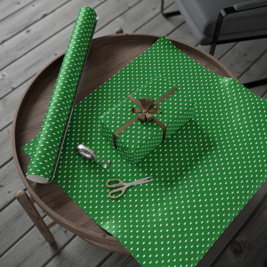 NSFW Friendly Hello Middle Finger on Green Wrapping Paper - Holiday Gift Wrapping Paper Roll