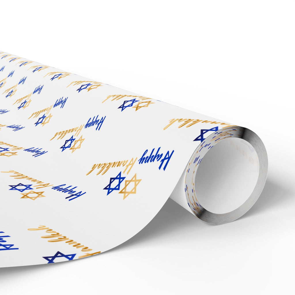 Hanukkah Gold Greetings Wrapping Paper | Holiday Gift Wrapping Paper Roll
