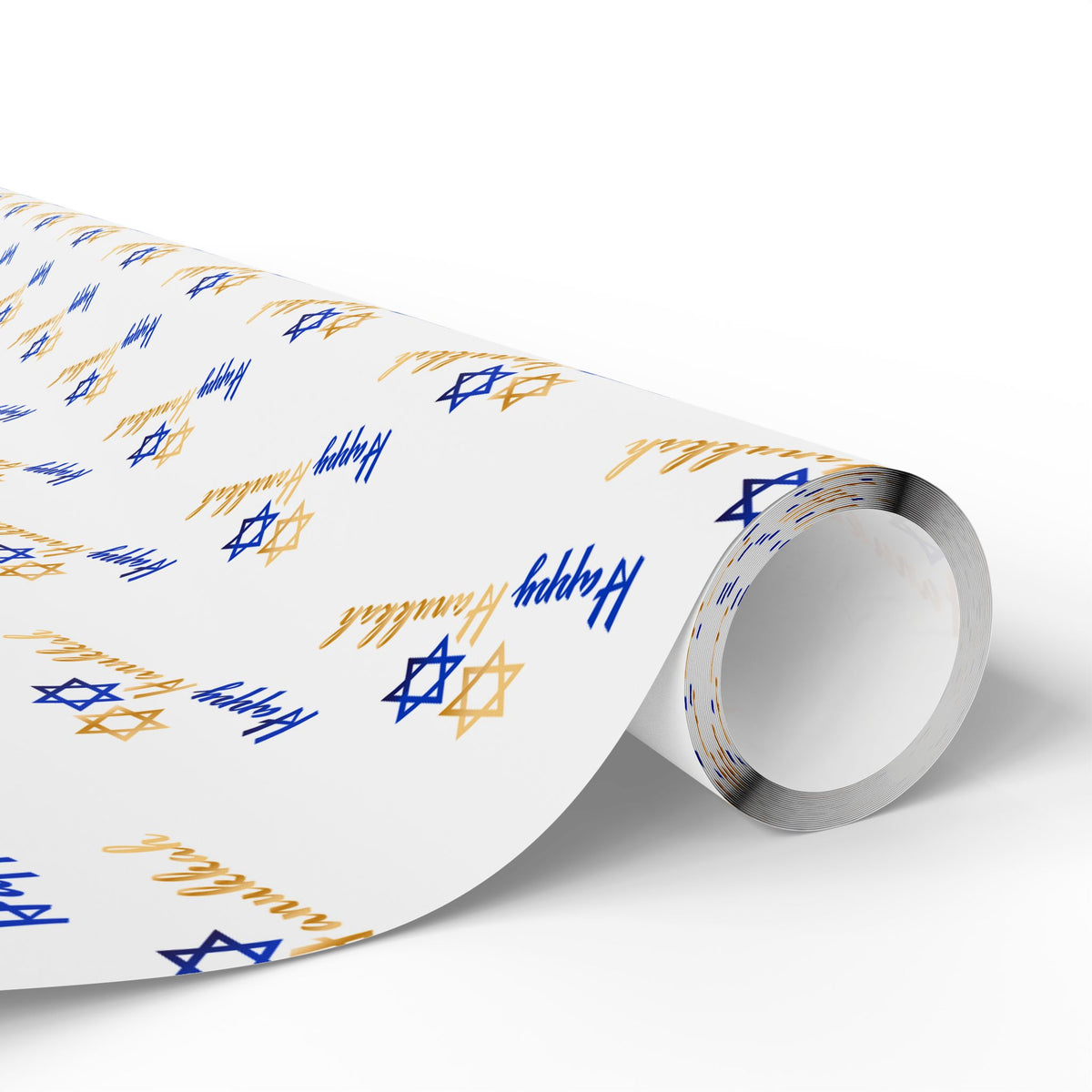 Hanukkah Gold Greetings Wrapping Paper | Holiday Gift Wrapping Paper Roll