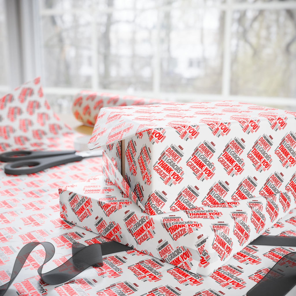Thank You Grazie Heart Wrapping Paper Design | Holiday Gift Wrapping Paper Roll