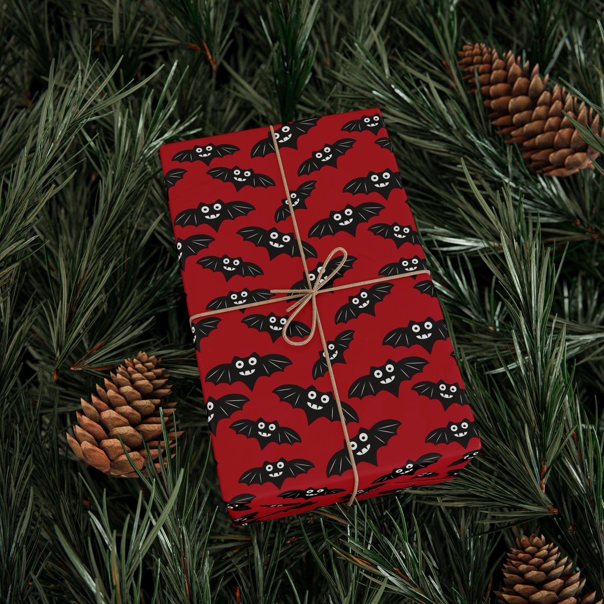 Halloween Smirking Vampire Bats Wrapping Paper | Holiday Gift Wrapping Paper Roll