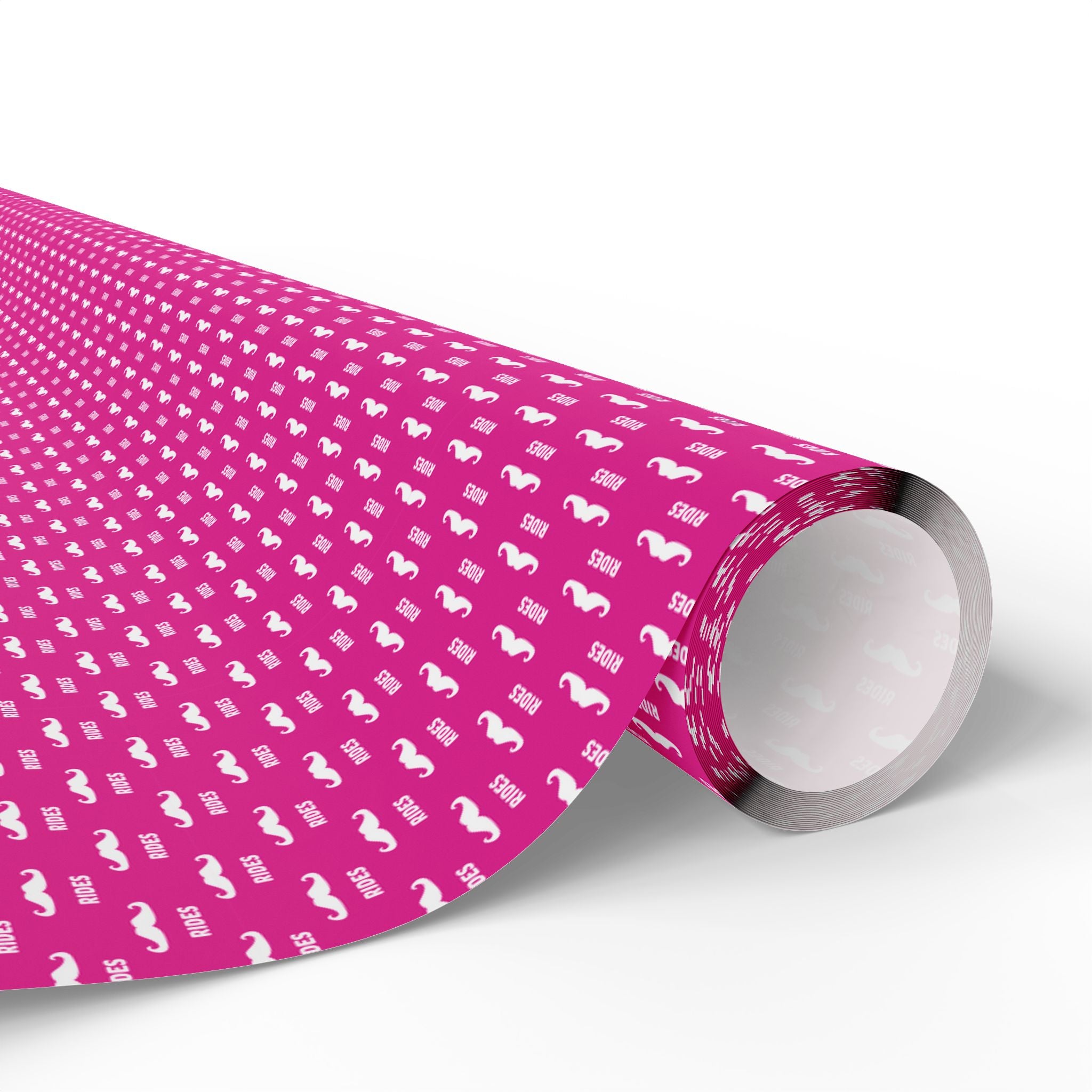 NSFW Free Mustache Rides on Hot Pink Wrapping Paper - Holiday Gift Wrapping Paper Roll