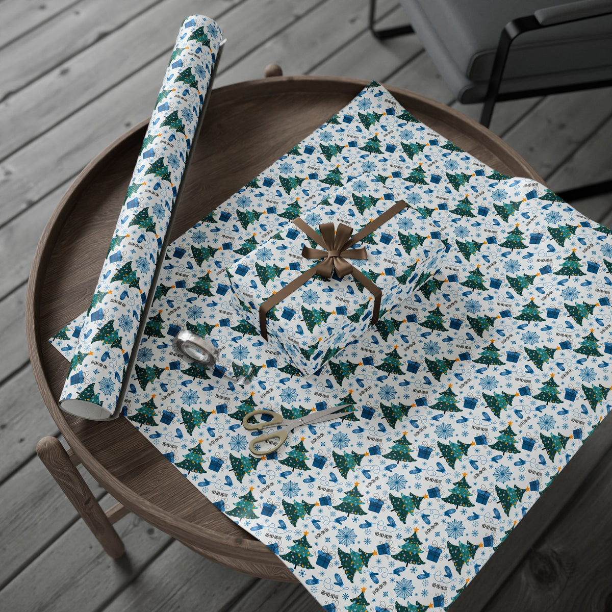 Christmas Ho Ho Ho Trees Wrapping Paper | Holiday Gift Wrapping Paper Roll