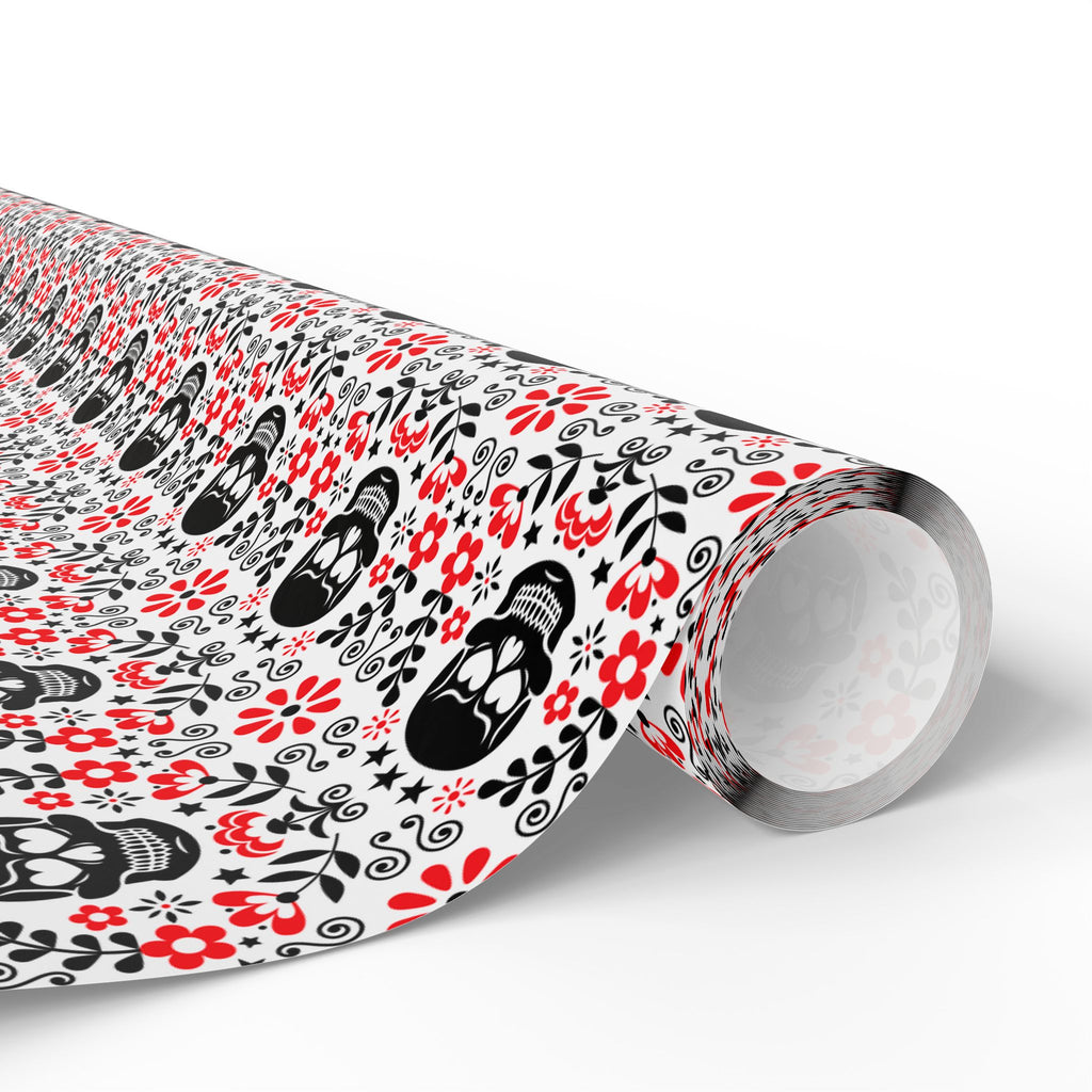 Day of the Dead Black & Red Celebration Wrapping Paper | Holiday Gift Wrapping Paper Roll