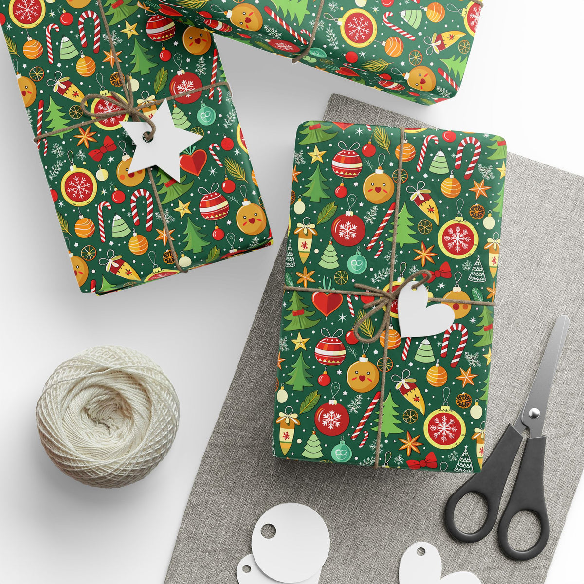 Christmas Cartoon Icons Wrapping Paper | Holiday Gift Wrapping Paper Roll