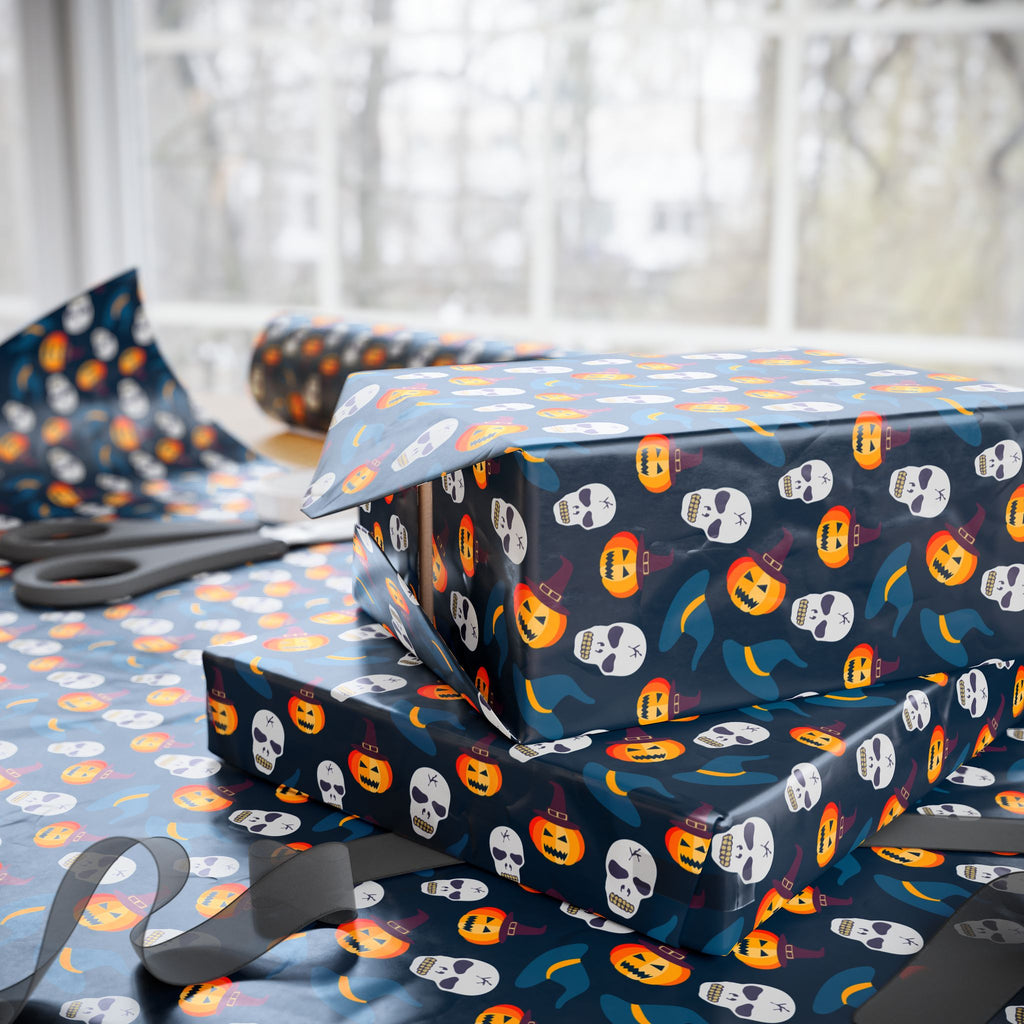 Halloween Spooky Skulls Wrapping Paper | Holiday Gift Wrapping Paper Roll