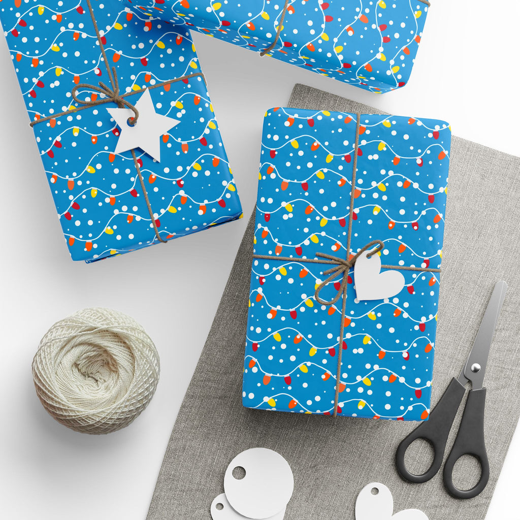 Christmas Snowy Lights Wrapping Paper | Holiday Gift Wrapping Paper Roll