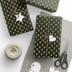 Mardis Gras Fleur De Lis on Black Wrapping Paper | Holiday Gift Wrapping Paper Roll
