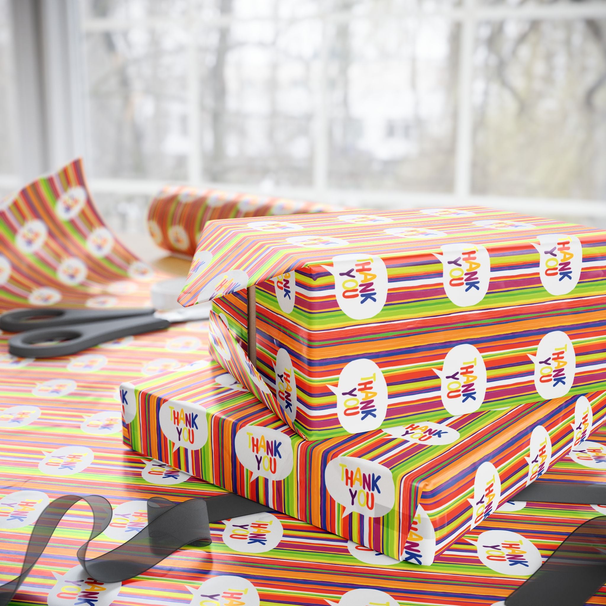 Thank You 70s Wallpaper Wrapping Paper Design | Holiday Gift Wrapping Paper Roll