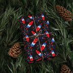 4th of July Rocket Pop on Black Wrapping Paper | Holiday Gift Wrapping Paper Roll