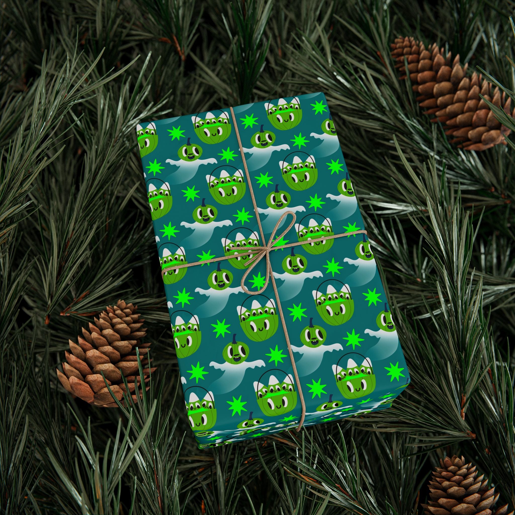 Halloween Green Candy Corn Wrapping Paper | Holiday Gift Wrapping Paper Roll
