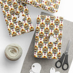 Day of the Dead Flowered Ornaments Wrapping Paper | Holiday Gift Wrapping Paper Roll