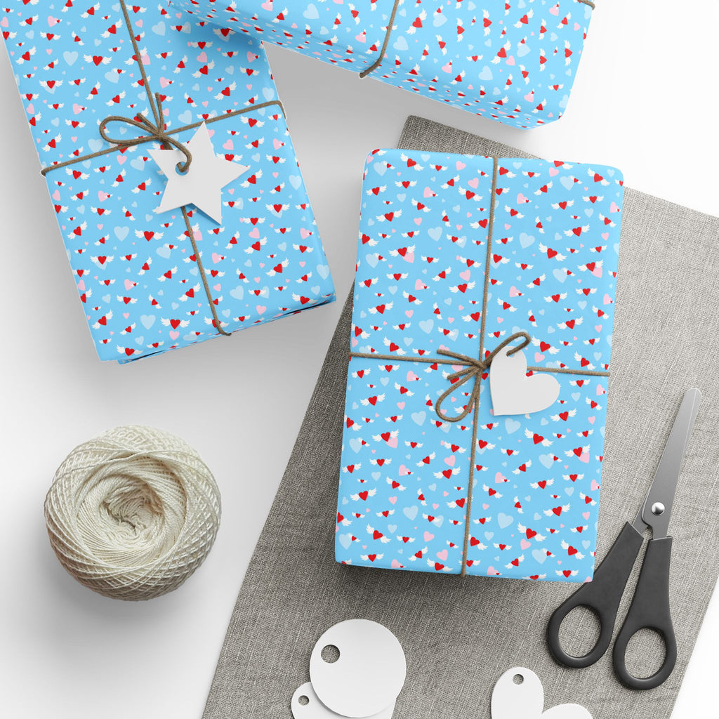 Valentine's Day Angel Hearts Wrapping Paper | Holiday Gift Wrapping Paper Roll