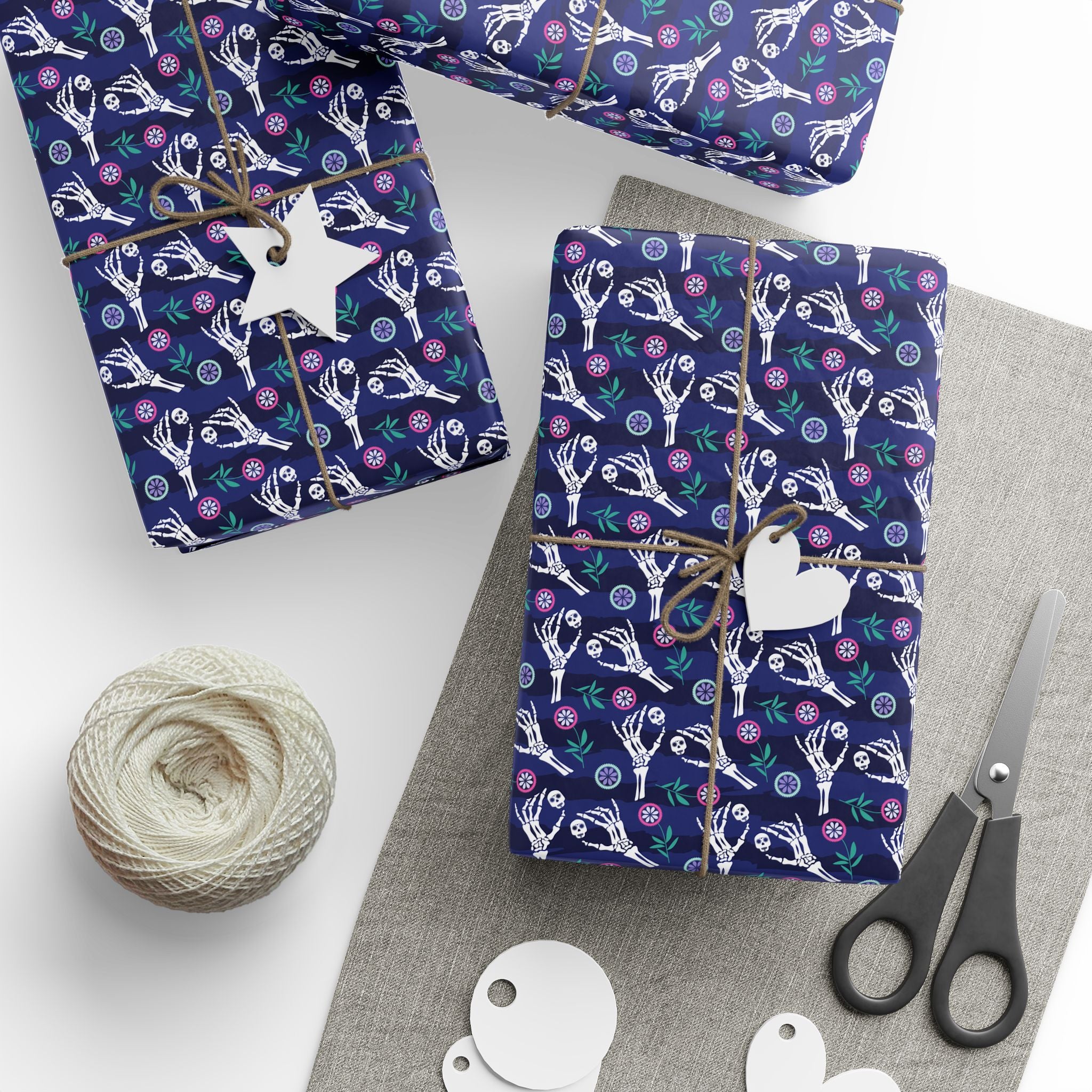 Day of the Dead Pinching Skulls Wrapping Paper | Holiday Gift Wrapping Paper Roll