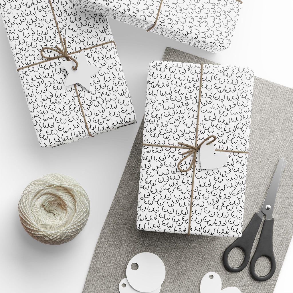 NSFW Snuggle Pups on White Wrapping Paper - Holiday Gift Wrapping Paper Roll