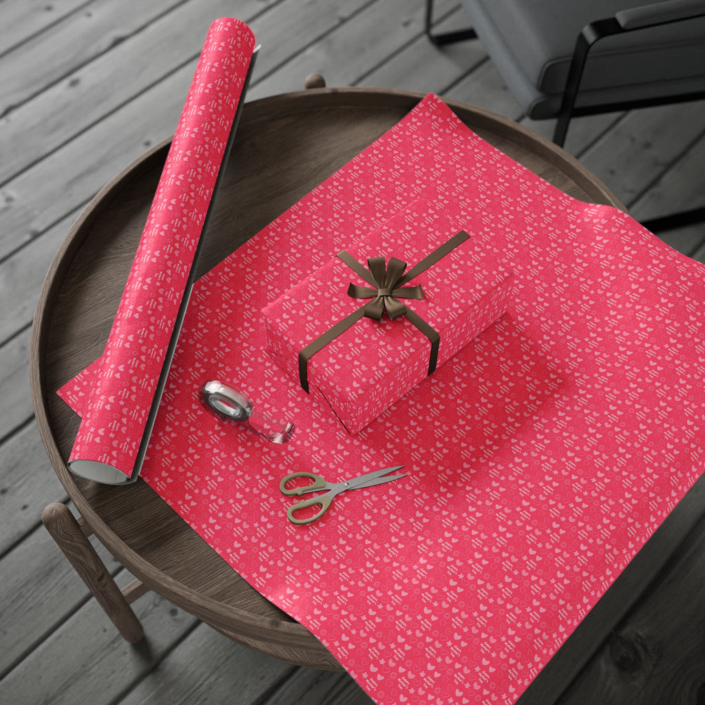 Mother's Day Pink Hearts Wrapping Paper - Holiday Gift Wrapping Paper Roll