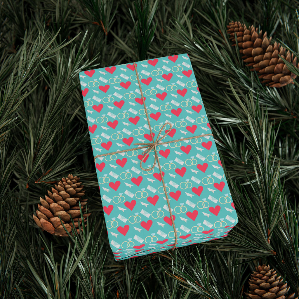 Ring of Hearts Wedding Wrapping Paper Design - Holiday Gift Wrapping Paper Roll