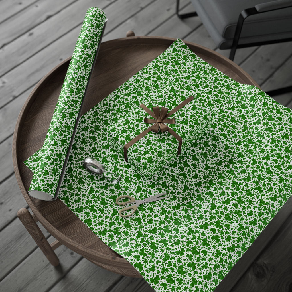 St Patrick's Day Assorted Clover Wrapping Paper | Holiday Gift Wrapping Paper Roll