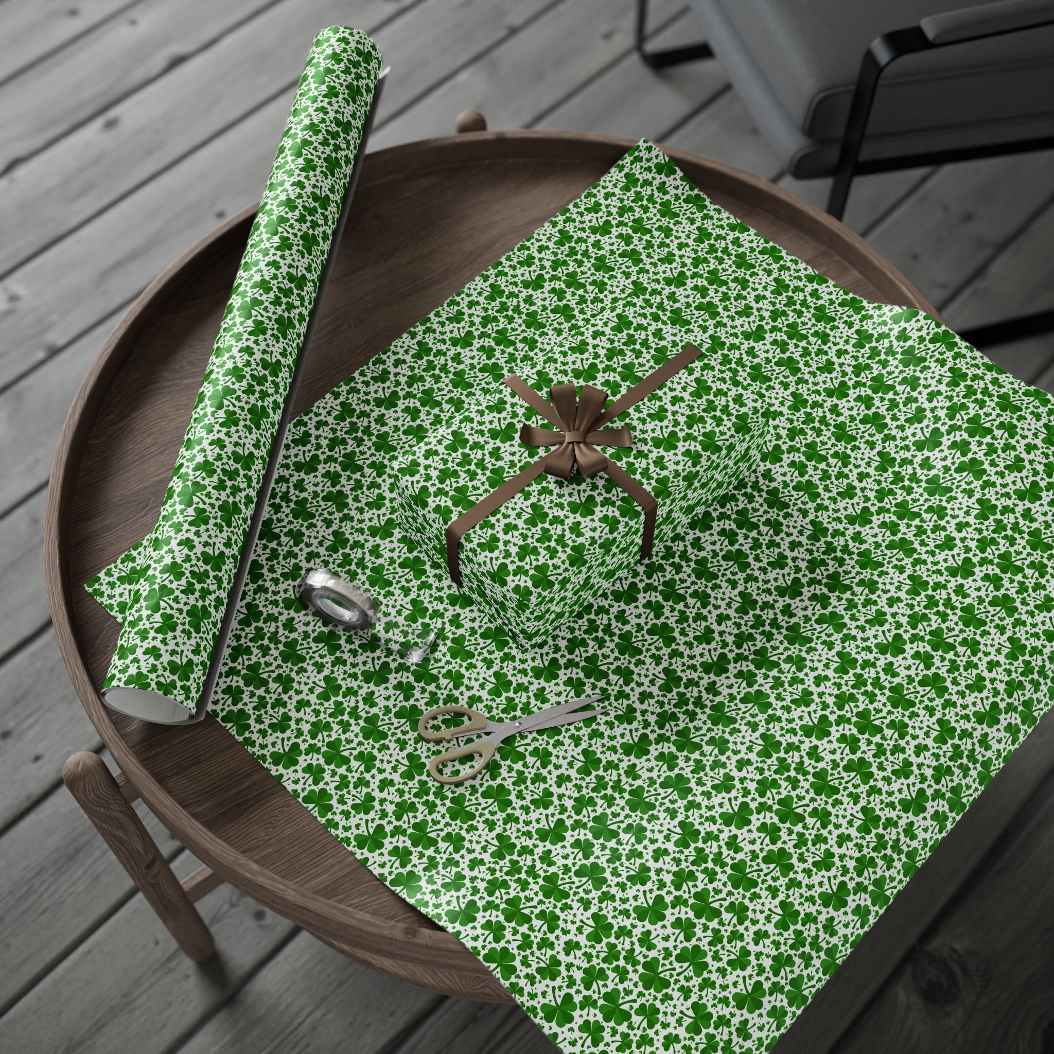 St Patrick's Day Assorted Clover Wrapping Paper | Holiday Gift Wrapping Paper Roll