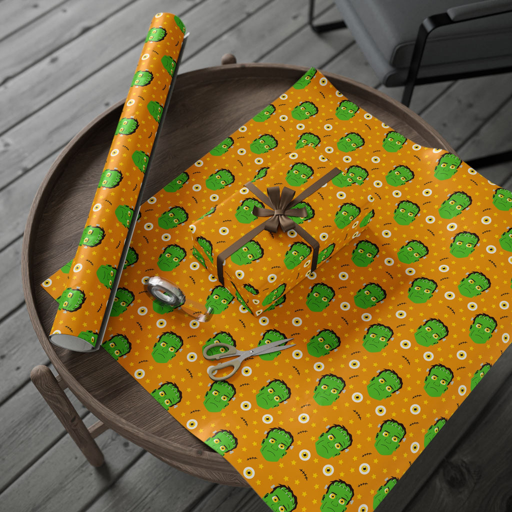 Halloween Frankenstein Stitches Wrapping Paper | Holiday Gift Wrapping Paper Roll