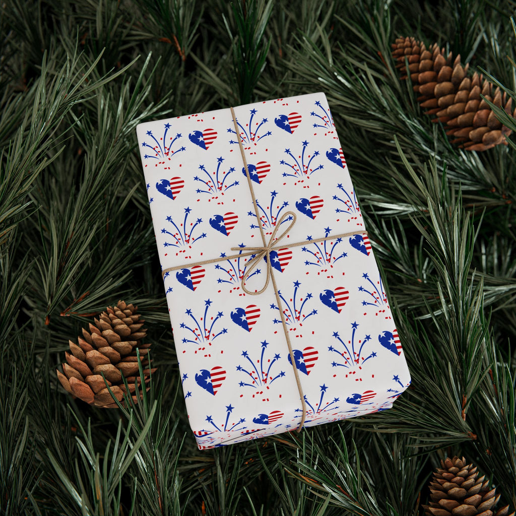 4th of July Love Fireworks Wrapping Paper | Holiday Gift Wrapping Paper Roll