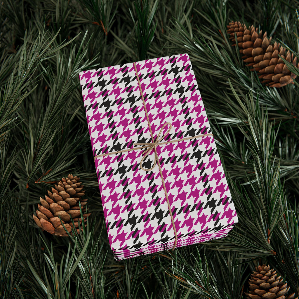 Houndstooth Wrapping Paper Design Hot Pink 013 - Holiday Gift Wrapping Paper Roll