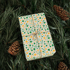 St Patrick's Day Green & Gold Clover Wrapping Paper | Holiday Gift Wrapping Paper Roll