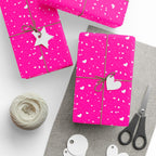 Valentine's Day Hot Pink Hearts Wrapping Paper | Holiday Gift Wrapping Paper Roll