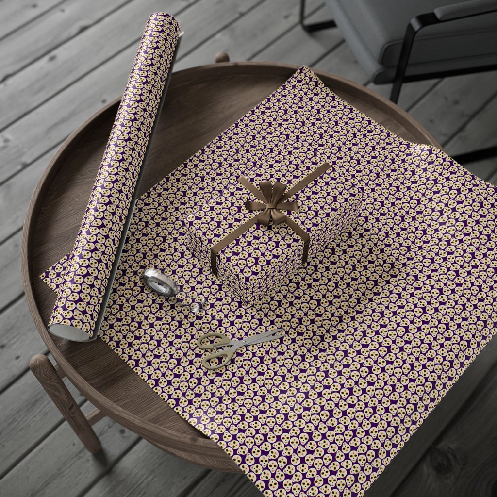 Day of the Dead Patterned Skulls Wrapping Paper | Holiday Gift Wrapping Paper Roll