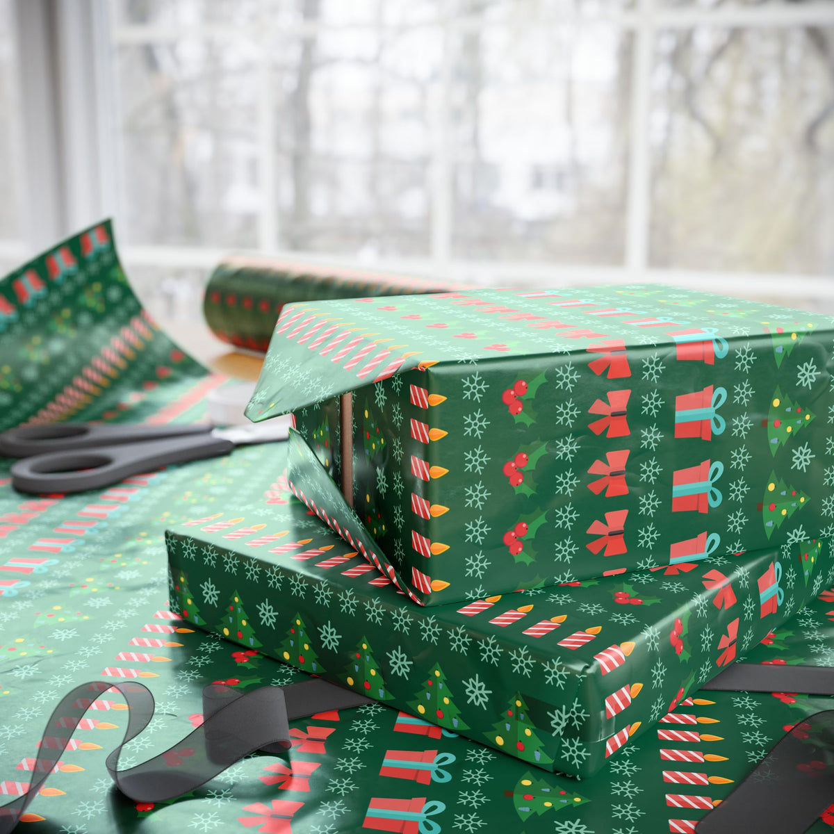 Christmas Ugly Candles Wrapping Paper | Holiday Gift Wrapping Paper Roll