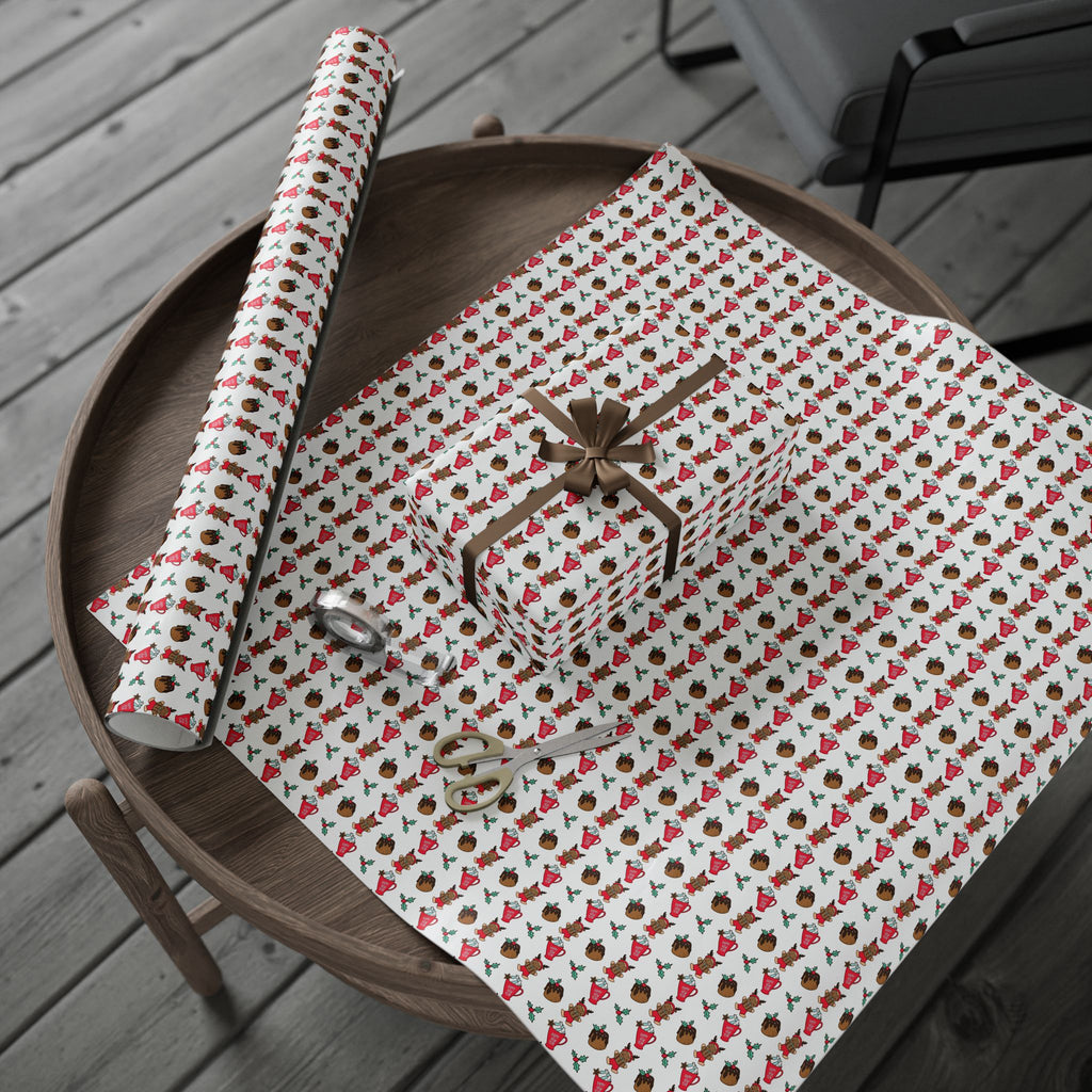New Year's Gingerbread Reindeer Wrapping Paper - Holiday Gift Wrapping Paper Roll
