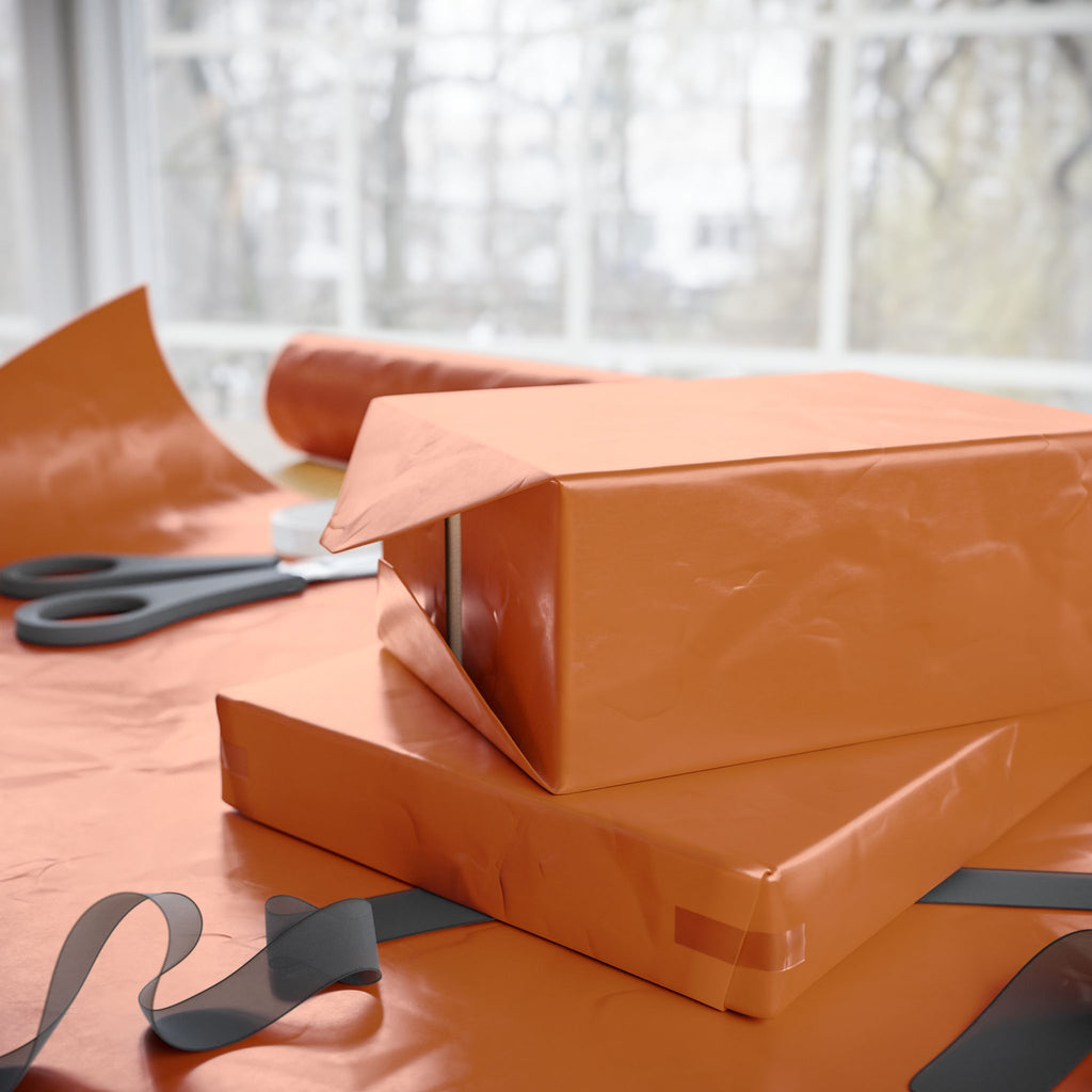 Solid Burnt Orange Wrapping Paper - Holiday Gift Wrapping Paper Roll