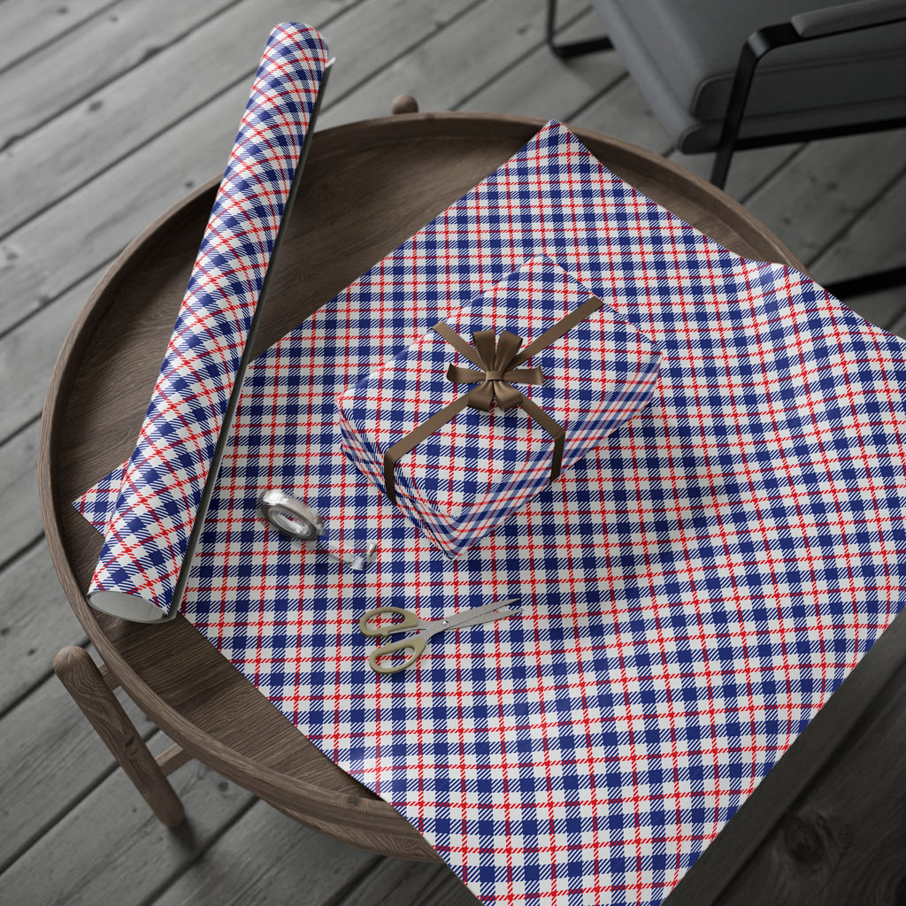 4th of July Abstract Plaid Wrapping Paper | Holiday Gift Wrapping Paper Roll
