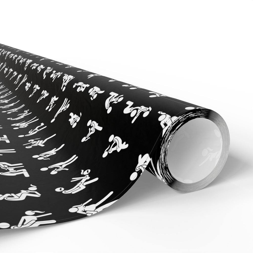 NSFW Stick Figure X Rated Fun on Black Wrapping Paper - Holiday Gift Wrapping Paper Roll