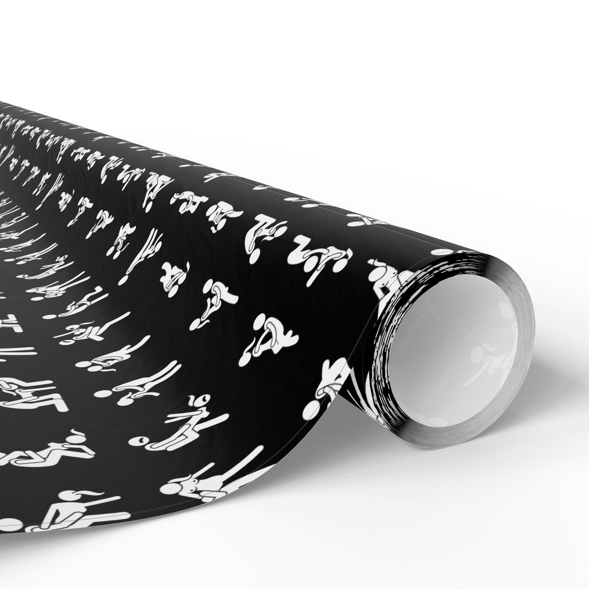 NSFW Stick Figure X Rated Fun on Black Wrapping Paper - Holiday Gift Wrapping Paper Roll