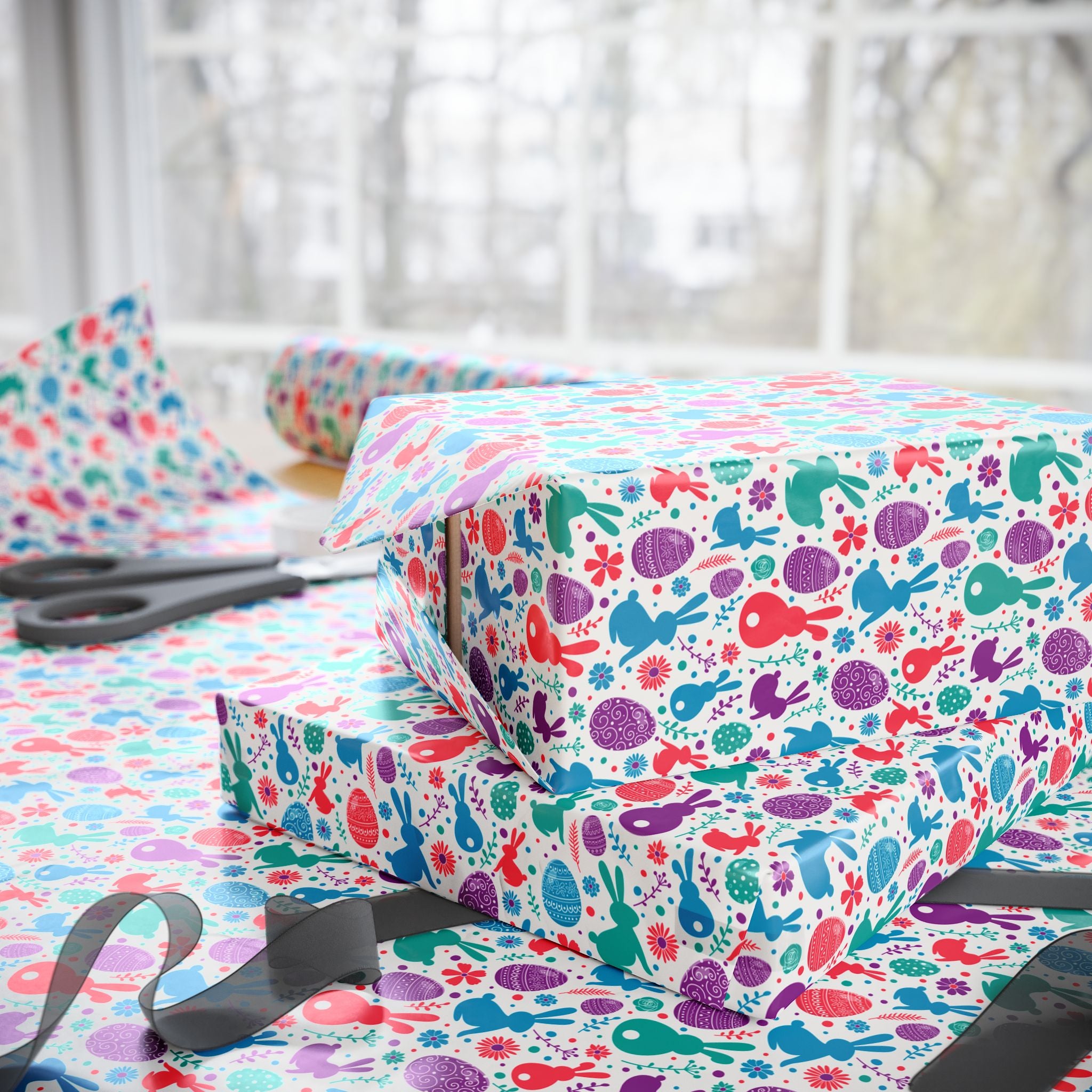 Easter Pastel Bunnies Wrapping Paper | Holiday Gift Wrapping Paper Roll
