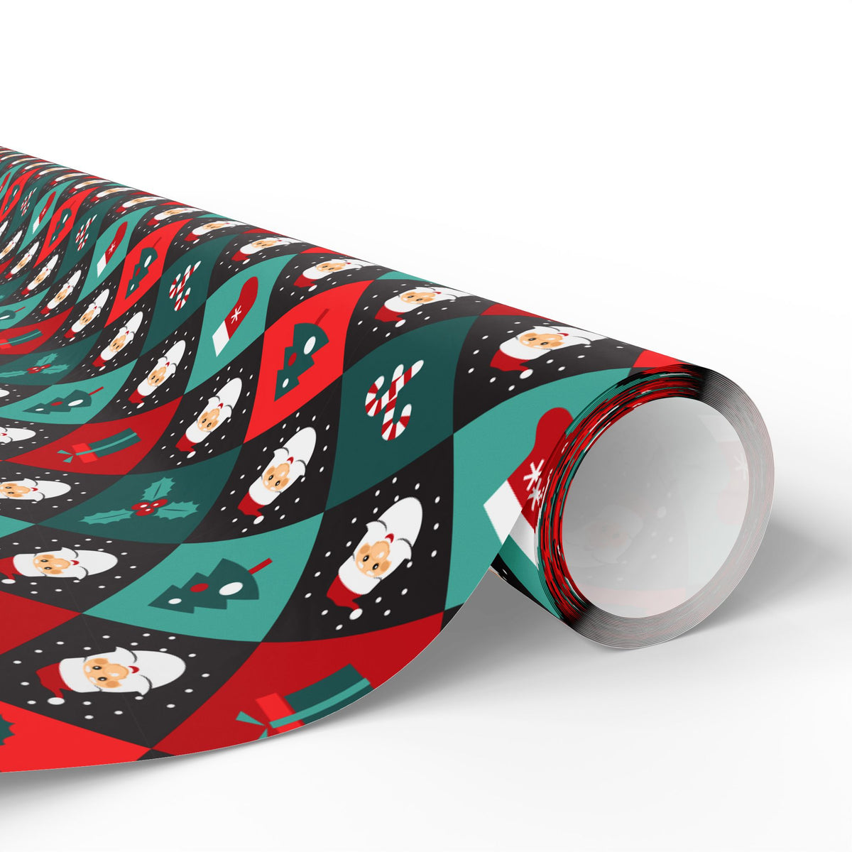 Christmas Checkered Santa Wrapping Paper | Holiday Gift Wrapping Paper Roll