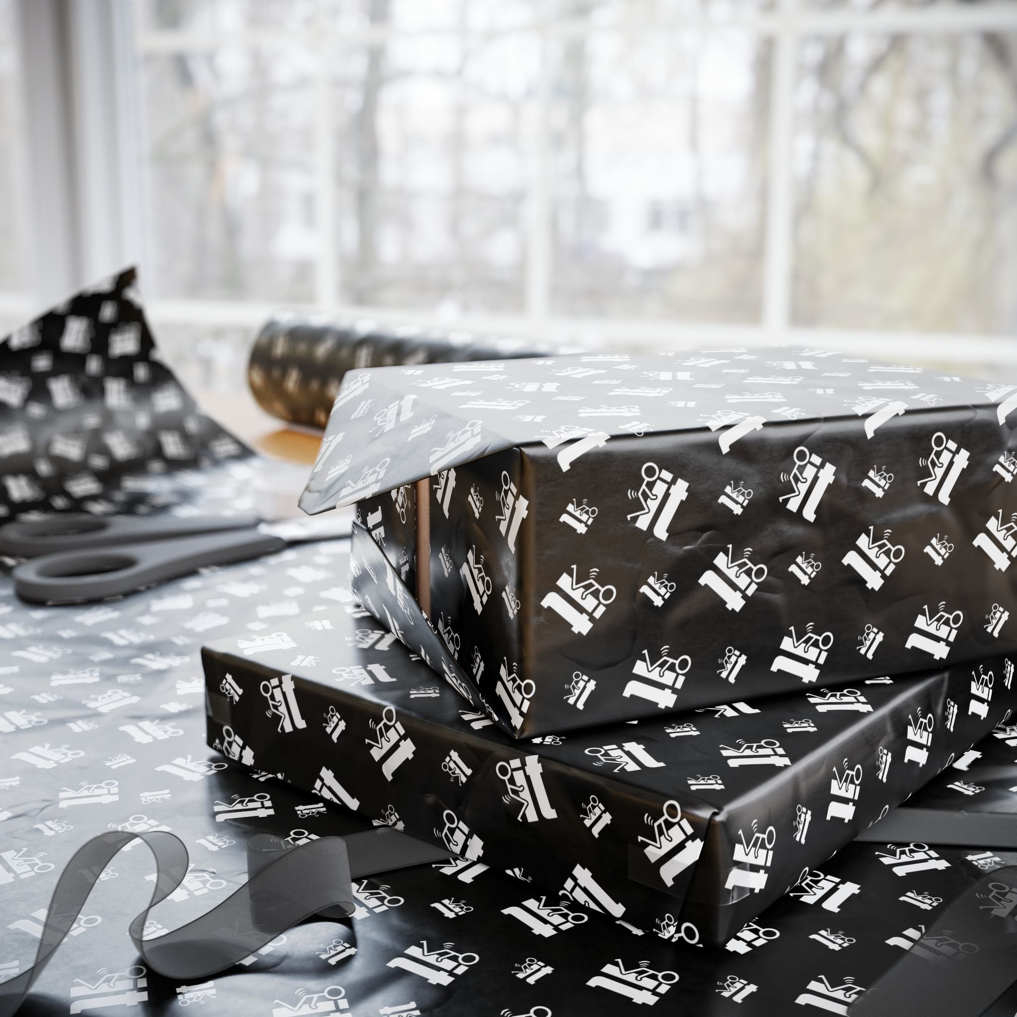 NSFW "F#ck It" Meme on Black Wrapping Paper - Holiday Gift Wrapping Paper Roll