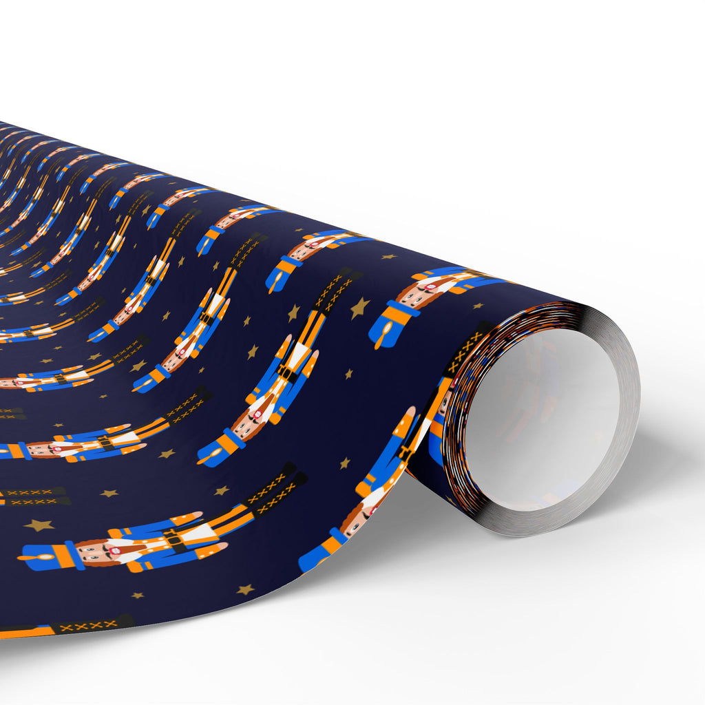 Christmas Blue Nutcrackers Wrapping Paper | Holiday Gift Wrapping Paper Roll