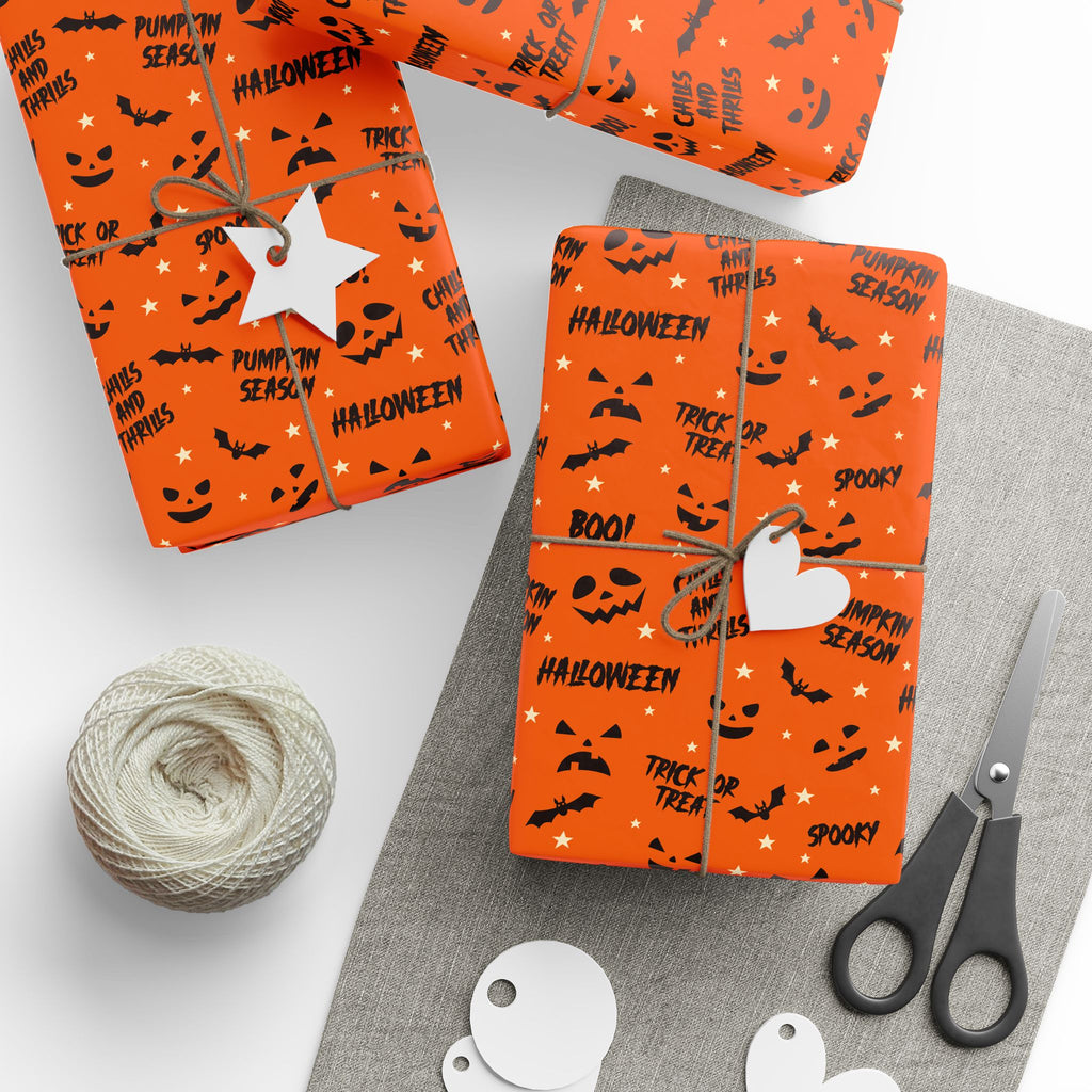 Halloween Pumpkin Season Wrapping Paper | Holiday Gift Wrapping Paper Roll