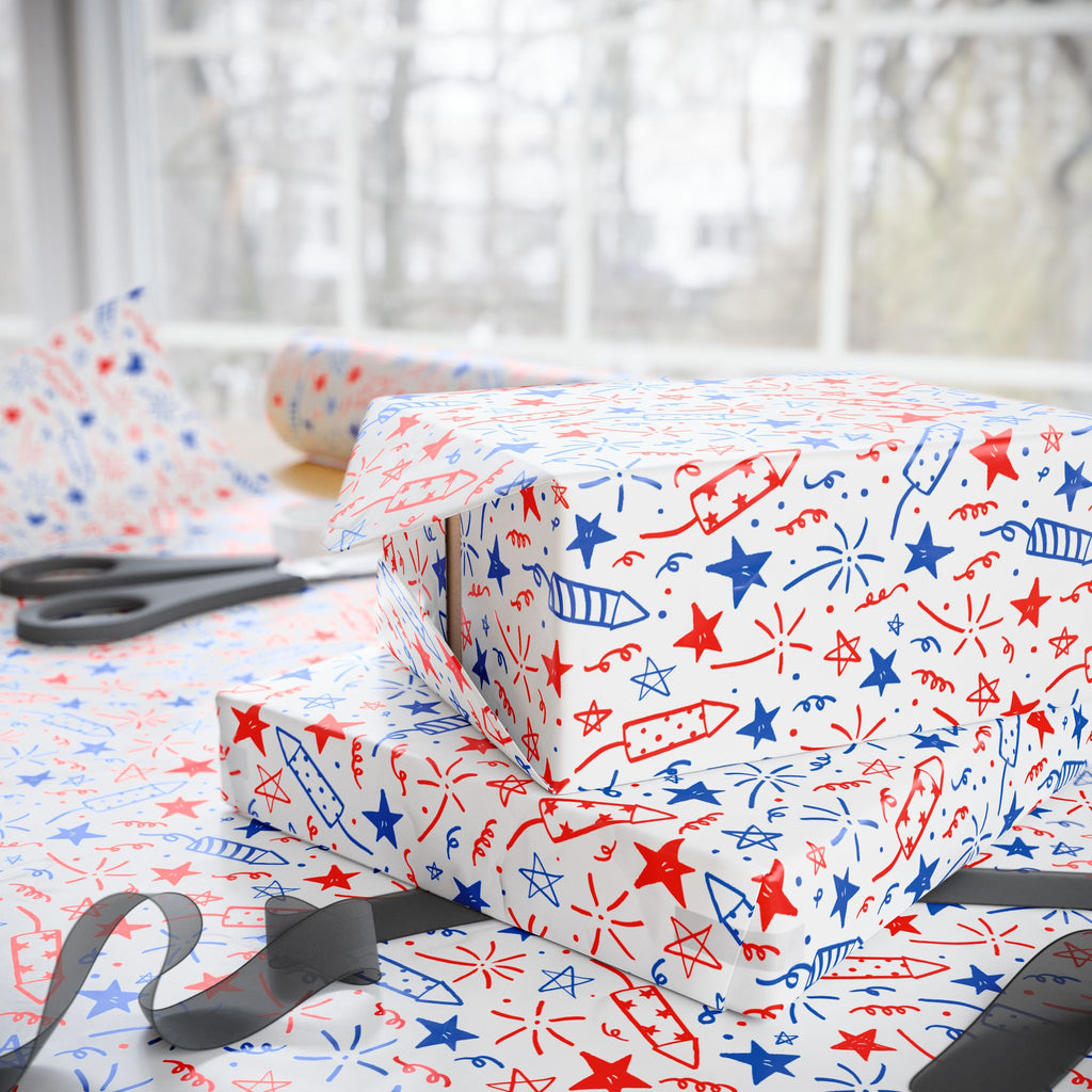 4th of July Doodles Wrapping Paper | Holiday Gift Wrapping Paper Roll