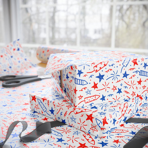 4th of July Doodles Wrapping Paper | Holiday Gift Wrapping Paper Roll