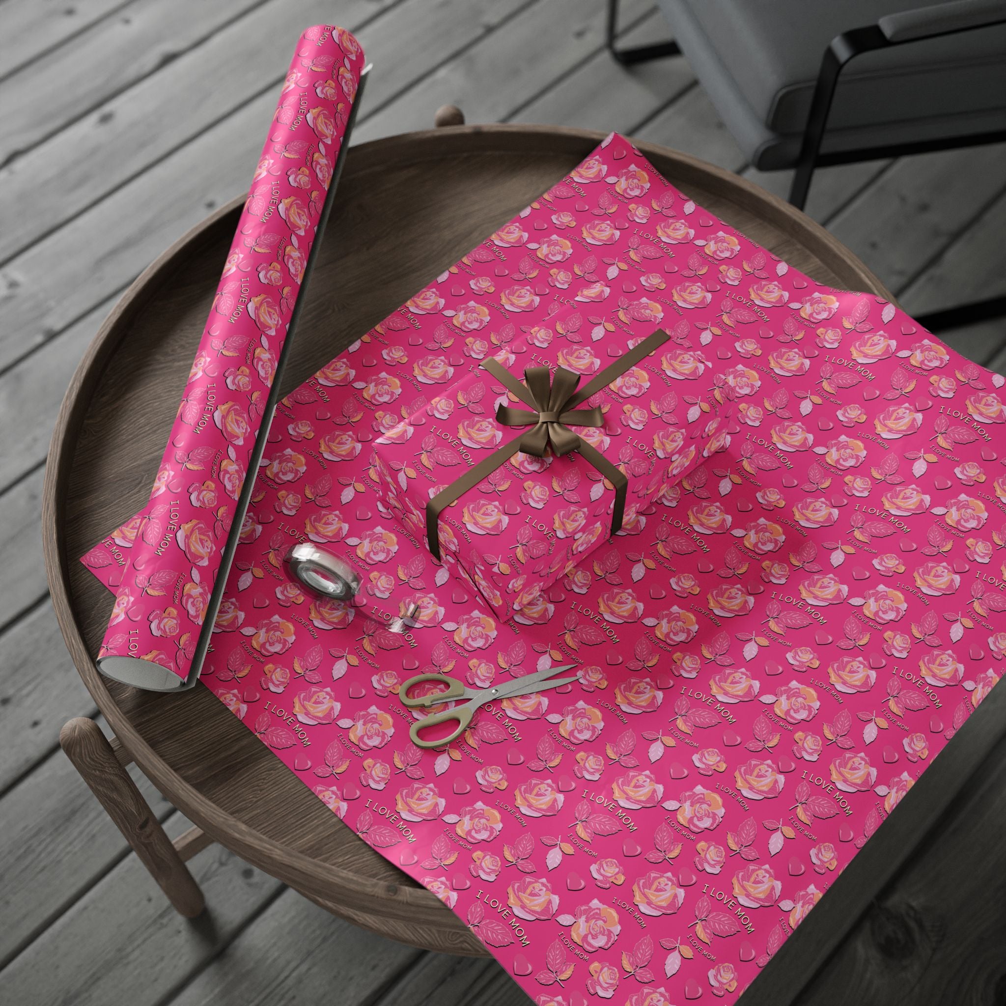 Mother's Day Floral Silhouette Wrapping Paper - Holiday Gift Wrapping Paper Roll