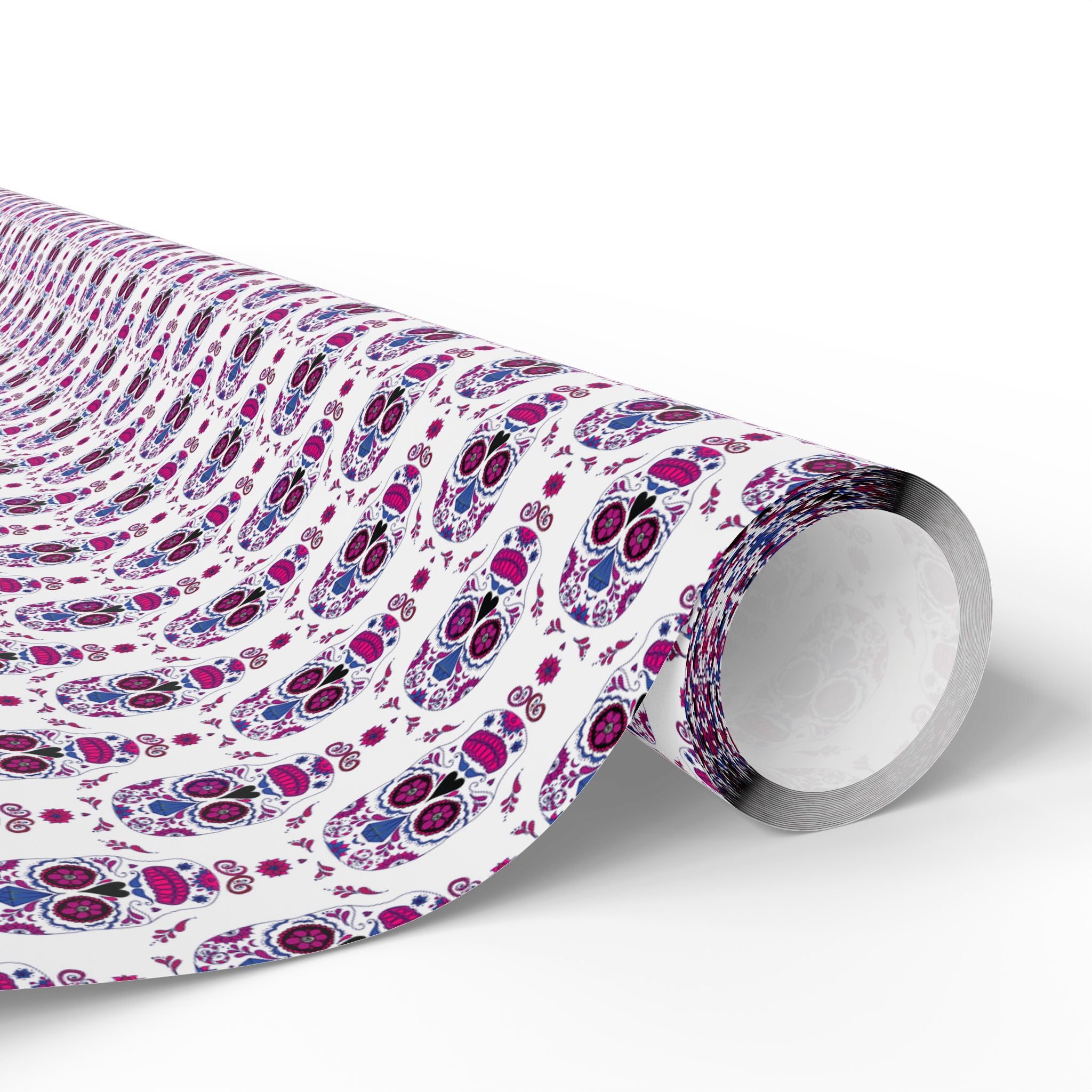 Day of the Dead Purple Sugar Skulls Wrapping Paper | Holiday Gift Wrapping Paper Roll