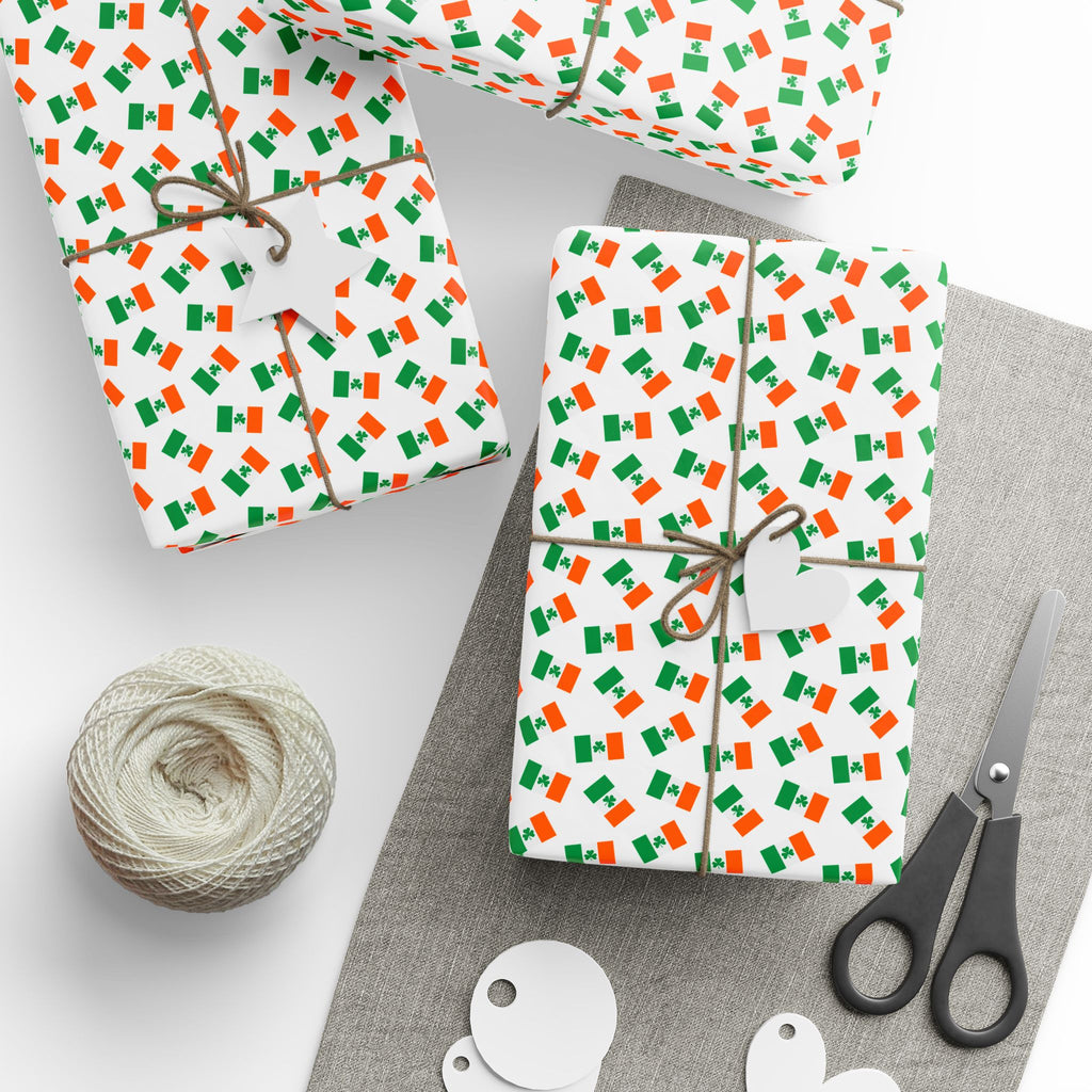 St Patrick's Day Irish Flags Wrapping Paper | Holiday Gift Wrapping Paper Roll