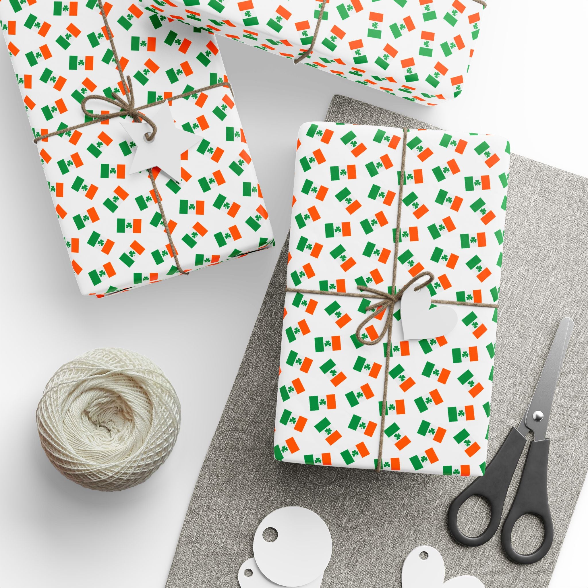 St Patrick's Day Irish Flags Wrapping Paper | Holiday Gift Wrapping Paper Roll
